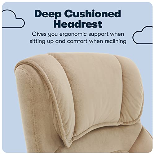 Serta® Hannah Executive Home Office Desk Chair, Ergonomic Mid-Back with Lumbar Support, Firm Seat Cushion, Layered Body Pillows, Padded Armrests, Swivel Base, Easy Assembly, Microfiber, Beige
