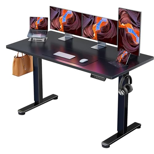 ErGear Height Adjustable Electric Standing Desk, 55 x 28 Inches Sit Stand up Desk, Memory Computer Home Office Desk, Black