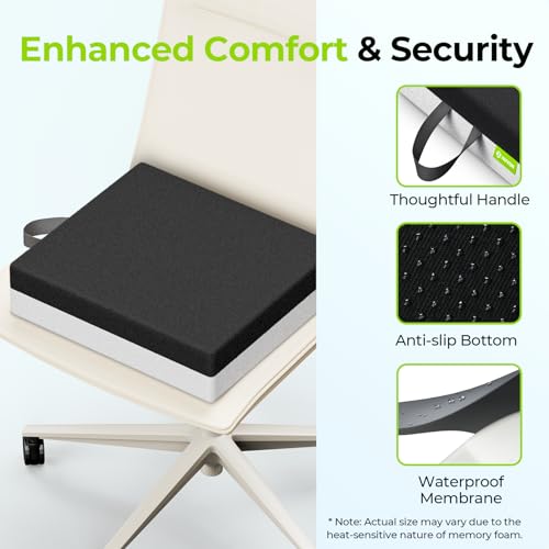 AUVON Ventilation Seat Cushion with Innovation Heat Dissipation Design, Wheelchair Cushion with Supportive Memory Foam, Waterproof & Anti-Slip Cover, Improve Lower Back & Tailbone Comfort