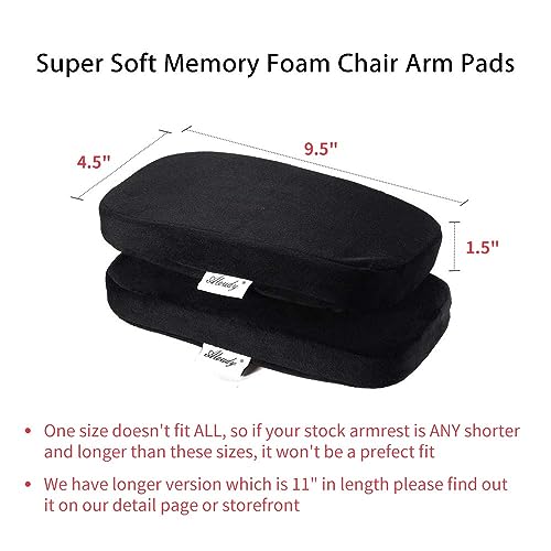 Aloudy Ergonomic Memory Foam Office Chair Armrest Pads, Comfy Gaming Chair Arm Rest Covers for Elbows and Forearms Pressure Relief(Set of 2), Stretch Fit, Black