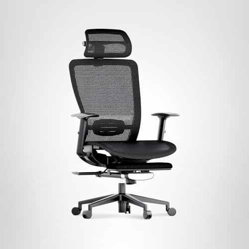 FLEXISPOT Ergonomic Office Chair with Footrest, Mesh High Back Computer Chair, Home Office Desk Chairs, with Adjustable Lumbar Support/2D Headrest/Reliable Base, Breathable Mesh Seat, Black, OC3 AIR-F