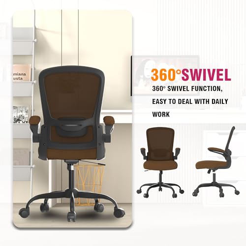 Mimoglad Office Chair, Ergonomic Desk Chair with Adjustable Lumbar Support, High Back Mesh Computer Chair with Flip-up Armrests-Task Chairs, Executive Chair for Home Office