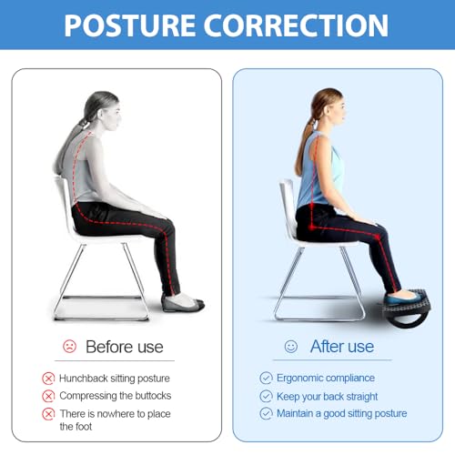 CasaZenith Under Desk Footrest, Foot Rest for Under Desk at Work, Ergonomic Foot Stool for Office Desks, Small Rocking Footrest with Massage Roller&Portable Handle, Leg Rest, 13" L x 9.2" W x 4.7" H