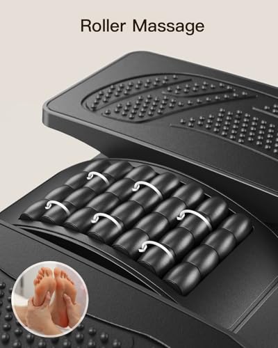 HUANUO Foot Rest Under Desk, Adjustable Ergonomic Footrest for Under Desk at Work or Gaming with Massage Texture and Roller, 20 Degree Tilt Angle Adjustment, Foot Stool for Office, Home