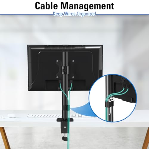 MOUNTUP Single Monitor Mount, Adjustable Monitor Stand for Max 32 Inch Flat Curved Computer Screen, Monitors Arm Desk Mount Fit VESA 75x75& 100x100, up to 17.6lbs, with C-Clamp and Grommet Base, Black