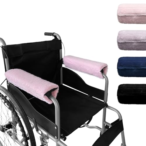 SPRING SEAON Wheelchair Armrest Covers 2 Pack Soft Memory Foam Wheelchair armrest Pads Wicking Washable for Office Transport Chair (Pink)