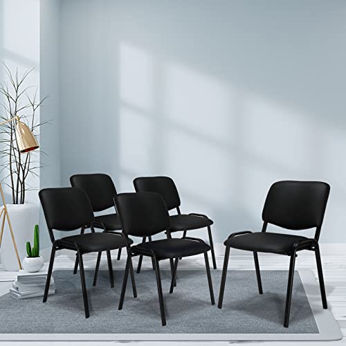 VINGLI Waiting Room Chairs, 5-Pack PU Church Conference Stackable, Office Guest Chairs & Reception Stacking Chair for Meeting Room, Office Lobby, Simple&Space-Saving