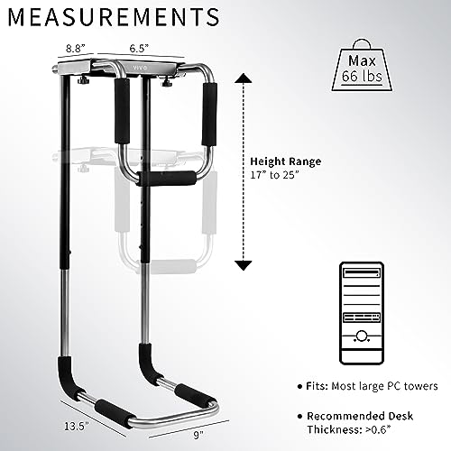 VIVO X-Large Heavy Duty Adjustable Computer CPU Tower Stand with Secure Locking, Holds up to 66 lbs, MOUNT-PC04L