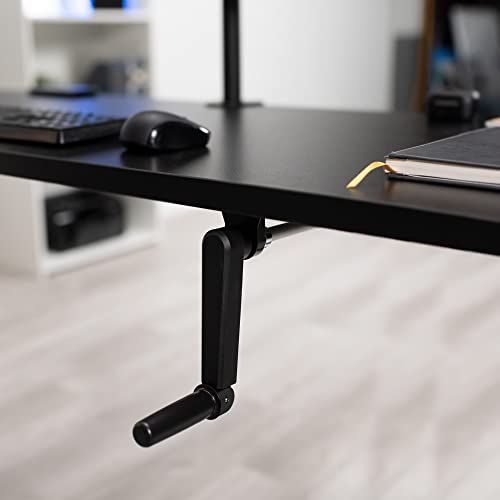 VIVO Manual Height Adjustable 43 x 24 inch Stand Up Desk, Rustic Vintage Brown Solid One-Piece Table Top, Black Frame, Standing Workstation with Foldable Handle, DESK-KIT-MB4N