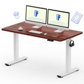 FLEXISPOT EN1 One-Piece Standing Desk with 1-Inch Thick Seamless Desktop, 55"x28" Electric Height Adjustable Desk for Home Office, Multi-Monitor Setups & Easy Assembly, Mahogany