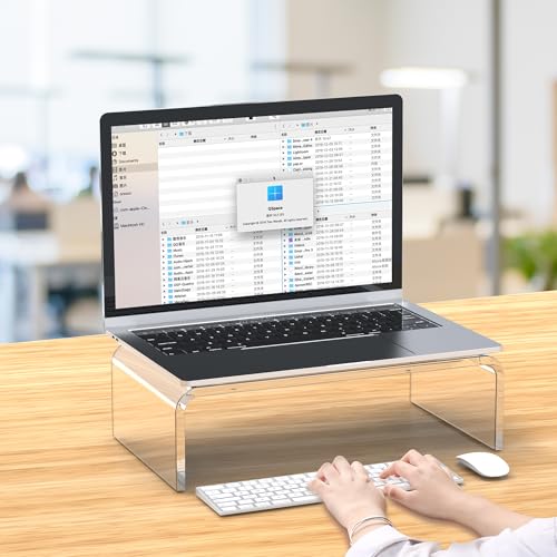 Beimu Acrylic Monitor Stand Riser L12.5''xW7.5''xH4'' Acrylic Laptop Stand Riser Clear Computer & Laptop Stand for Desk, Compatible with All Notebooks and Monitor, Decoration for Office & Home