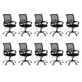 Bonzy Home Ergonomic Conference Room Chairs Set of 10, Rolling Office Chairs with Wheels, Mesh Computer Desk Chair with 360°Swivel, Height Adjustable, 10 Pack