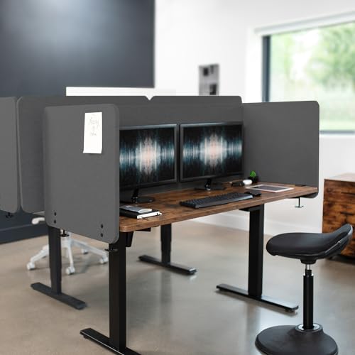 VIVO Clamp-on/Screw-on 60 x 24 inch Privacy Panel, Sound Absorbing Cubicle Desk Divider, Acoustic Partition, Dark Gray, PP-1-V060D