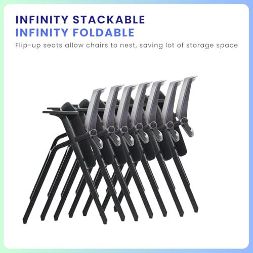 BLANEDUO, 2 Pack Stackable Conference Room Chairs with Paddle Folding Office Foldable Desk Chair Mesh Back and Arms for Conference Meeting Guest Reception Home Office Training Room Chair Black