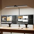 Honeywell Led Desk Lamp with Clamp - HJ4 Sunturalux™, Flexible Dual‑Head Clip‑On Gooseneck Desk Lamps for Home Office, 4 Color Temperature Modes, Stepless Dimming Eye Caring Computer Light, Black