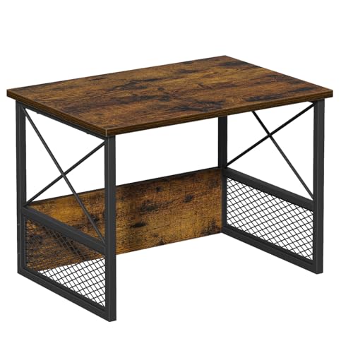 VYUOL Printer Stand for Desk, Desktop Printer Stand Shelf Organzier for Home Office, for Above and Under Desk, Fax Machine Copier Scanner, Rustic Brown