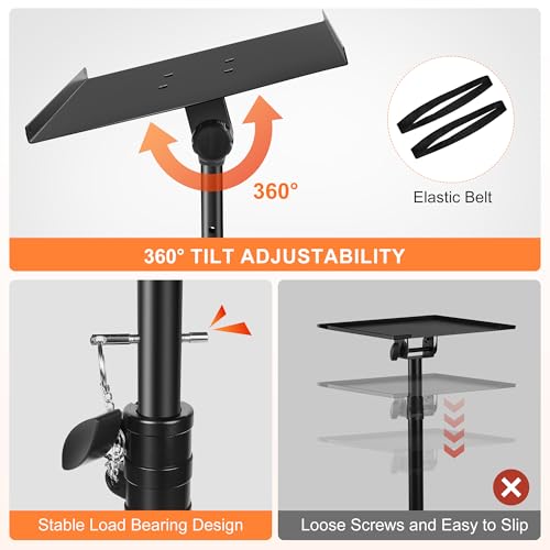 GrowDaily Projector Stand,Projector Laptop Stand Tripod Laptop Tripod Stand Height 24.4" To 46" Laptop Floor Stand For Dj Equipment, Outdoor Movies, Office, Home, Stage Or Studio (Black)