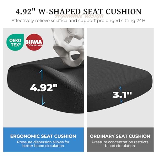FAMIDOLE Ergonomic Office Chair - Office Desk Chair with Adjustable Lumbar Support - Mesh Comfy Chair with Flip-Up Arms - Heavy Duty Gaming Chairs for Adults Home and Business