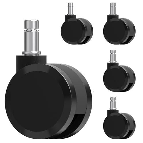 Office Chair Wheels 10mm Stem, 2.36"(60mm) Casters Compatible with 1KEA Chairs ONLY, 10mm(3/8") x22mm(7/8") Stem Replacement Chair Casters for Carpet and Hardwood Floors(Set of 5)