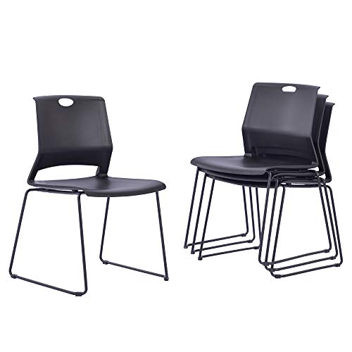 Sidanli Black Stacking Chairs Set of 4, Stackable Chairs for Waiting Room