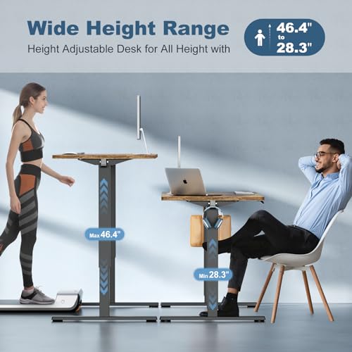 DUMOS 40 Inch Electric Standing Desk Height Adjustable, Sit to Stand Up Computer Workstations Work PC Table Home Office Study Writing Gaming Desks with Memory Presets for Walking Pad, Bedroom, Rustic