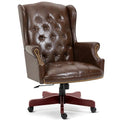 Big and Tall Executive Office Chair, Ergonomic 360° Swivel Recliner Chair, Retro Brown Faux Leather Home Office Desk Chairs w/Button Tufted Wingback Comfy Luxury Heavy Duty 500 Lb & Height Adjustable