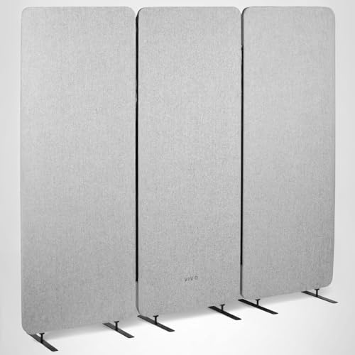 VIVO Freestanding 24 x 66 inch Privacy Panel, Cubicle Divider, Acoustic Wall Partition, Single 24 inch Panel with 2-Sided Zipper Attachment System, Gray, PP-1-T024G