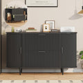 SEDETA 39.4" Filing Cabinet for Home Office, 2 Drawer File Cabinet, fit Legal/Letter/A4 Size, Modern Fluted Filing Cabinets with 2 Sliding Door Storage, Printer Stand, Black
