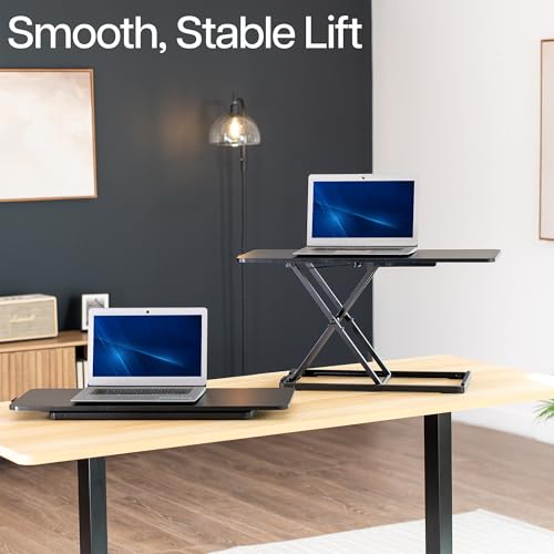 VIVO Single Top 30 inch Scissors Lift Keyboard and Mouse Riser, Height Adjustable Laptop Desk, For Ergonomic Sit Stand Workstations, Black, DESK-V030A