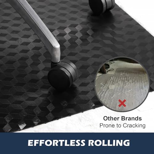 Chair Mat for Carpet, SALLOUS 46" x 60" Office Chair Mat for Carpeted Floors, Heavy Duty Vinyl Floor Mat with Grips, Carpeted Floor Protector Computer Desk Mat for Home Office (Black - 3D Geometric)