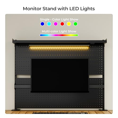 EUREKA ERGONOMIC Metal Pegboard, 43x34inch Clam on Desk Pegboard with Dual Monitor Stand, Garage Pegboard with 4 Accessories, Desk Shelves for Tool organizer, Office, Gaming Desk, Workbench, Black