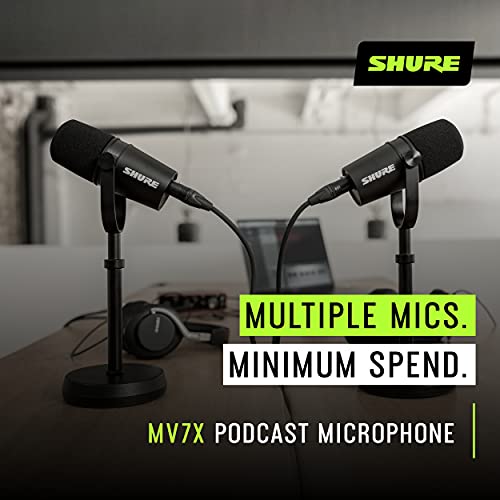 Shure MV7X XLR Dynamic Microphone – Voice-Isolating Cardioid Mic for Podcasting, Vocal Recording & Broadcasting, All-Metal, Black