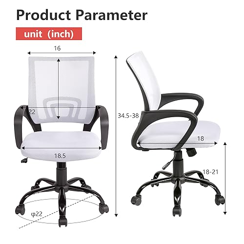 PayLessHere Office Computer Chair Ergonomic Cheap Desk Chair Adjustable Comfortable Mid Back Task Rolling Swivel with Lumbar Support for Home Office (Pack of 1, White)