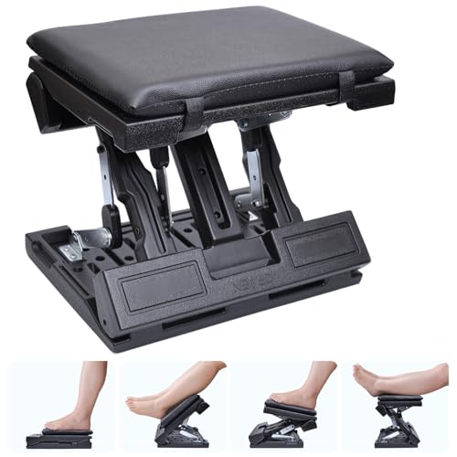 Scalebeard Foot Rest for Under Desk at Work,Height Adjustable Infinite Angle Ergonomic Foldable Footrest for Office, Gaming,Computer, Removable Pad Desk Foot Stool with Massage Beads,All-Season(Black)