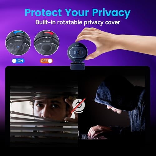 EMEET S600 4K Webcam for Streaming - Sony 1/2.55'' Sensor, PDAF Autofocus, 1080P@60FPS, 2 Noise Reduction Mics, Built-in Privacy Cover, 73° FOV, Streaming Camera for Live Commerce/Gaming/Beauty