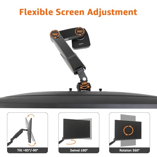 Amazon Basics Gas Spring Single Computer Monitor Arm Desk Mount, Adjustable, Holds up to 27" Monitors, Black