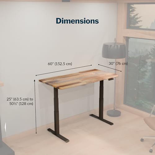 Vari ComfortEdge 60x30 Adjustable Electric Standing Desk with TechTrack - Sit Stand VariDesk with Memory Presets, Included Phone Stand & Shelf, 200 LB Capacity, Tool-Free Assembly (Reclaimed Wood)