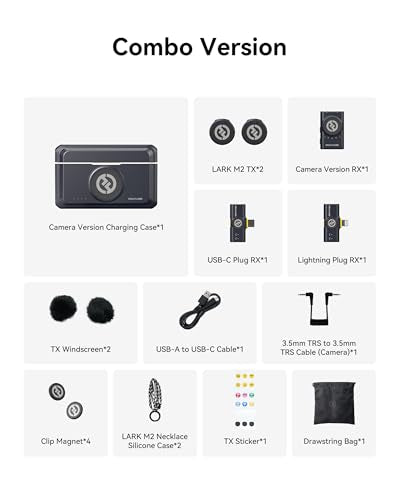 Hollyland Lark M2 Wireless Microphone for iPhone/Camera/Android/PC, 48kHz/24-bit High Fidelity Audio, 300m Range, Noise Cancelling, 40h Use, YouTube, Vlog, Streaming (2TX + 3RX + Charging Case)
