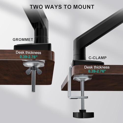 WALI Single Monitor Mount for 13-34 inch Screens, Adjustable Single Monitors Arm, Regular Screen up to 32 inch, 26.4lbs, Computer Monitor Stand for Desk, VESA 75/100mm (GSMP001N), Black