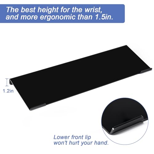 BOOMIBOO Black Acrylic Tilted Computer Keyboard Holder for Ergonomic Typing, Keyboard Stand with Silicone Anti-Slip Strip, 17 x 5.7 Inch Keyboard Tray for Office Desk, Home, School