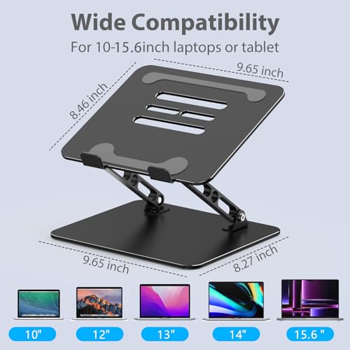 Gogoonike Adjustable Laptop Stand for Desk, Metal Foldable Laptop Riser Holder, Portable Desktop Book Stands, Ventilated Cooling Computer Notebook Stand Compatible with 10-15.6” Laptops