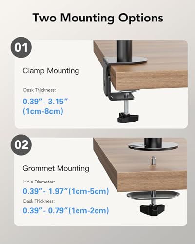 HUANUO Dual Monitor Mount up to 32 Inch Screens, Heavy-Duty Steel Dual Monitor Stand, Full Motion Adjustable Arm with Tilt, Swivel, Rotate, Holds up to 17.6 lbs per Arm, VESA 75/100mm