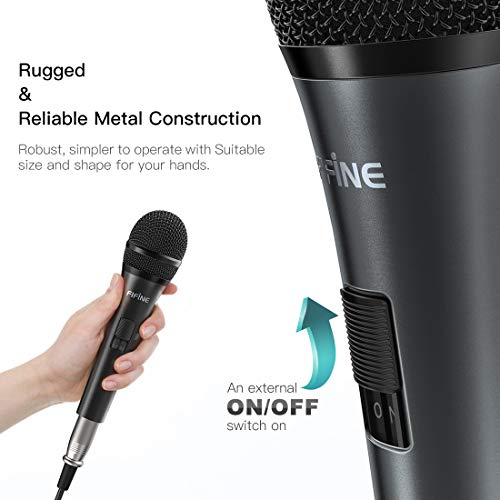 FIFINE Karaoke Microphone, Dynamic Vocal Microphone for Speaker, 6.35MM Wired Handheld Mic with On and Off Switch and 14.8ft Detachable Cable-K6