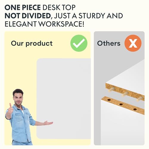 FLEXISPOT Standing Desk, 48" x 24" One-Piece Desktop, Height Adjustable Computer Desk for Home Office, White Frame & White Top (One Package)