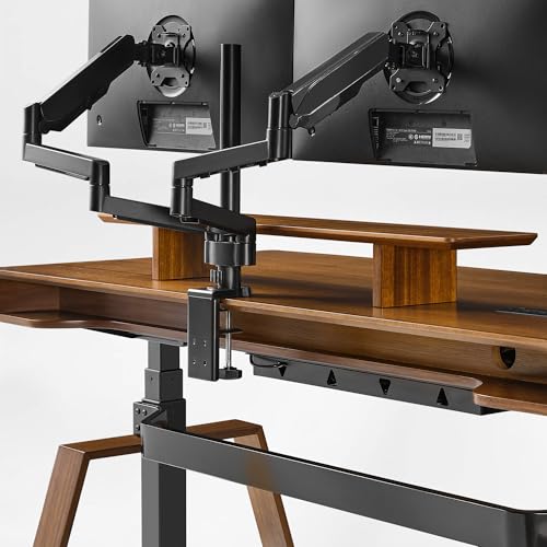EUREKA ERGONOMIC 63" Standing Desk with Drawers, App Controlled Adjustable Desk, Executive Sit Stand Desk, Modern Home Office Computer Desk with Monitor Stand, Golden Walnut