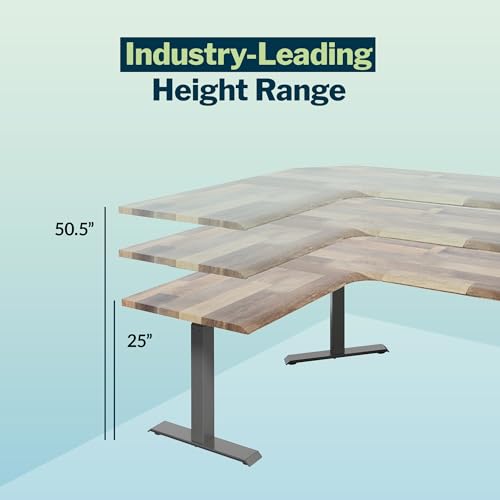 Vari ComfortEdge 80x60 L-Shape Electric Standing Desk – Height Adjustable Sit-Stand VariDesk for Corner Office with Reversible Left/Right Design + Reclaimed Wood/Slate Legs (Ships in 3 Boxes)