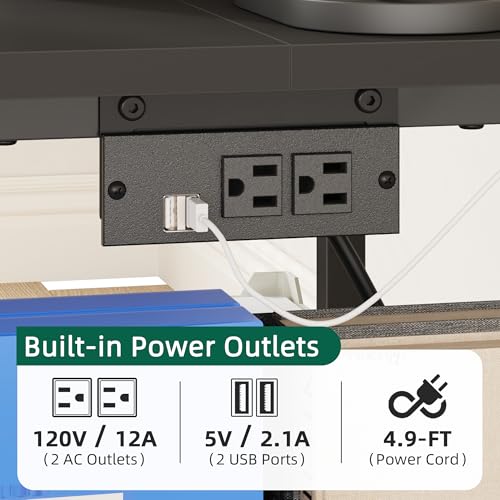 YAOHUOO 23.6"×23.6" Large Printer Stand with Power Outlet, Printer Table with Storage Side Pocket, Heavy Duty Rolling Cart for Home Office 3D Printer/Laser/Heat Press Table, Black