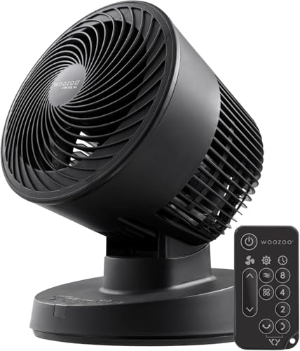 IRIS USA WOOZOO Air Circulator Fan with Remote, Oscillating, 3 Speeds, 56ft Max Air Distance, Adjustable Tilt, Quiet Motor, Small Fan for Bedroom, Office, Dorm, Black