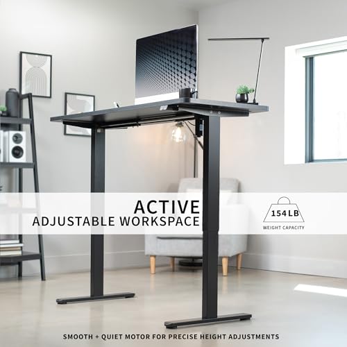 VIVO Electric 60 x 24 inch Stand Up Desk, Height Adjustable, Light Wood Top Black Frame, Home and Office Furniture Sets, DESK-KIT-B06C