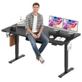 SANODESK Electric Standing Desk 71 x 32 Inches, Height Adjustable Sit Stand with Large Splice Board Desktop for Home Office, Computer Workstations，Memory Ergonomic Computer Desk, Black Frame/Black Top
